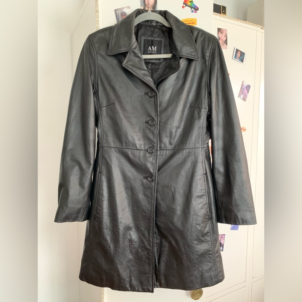 AM studio 90s leather blazer jacket in black size medium